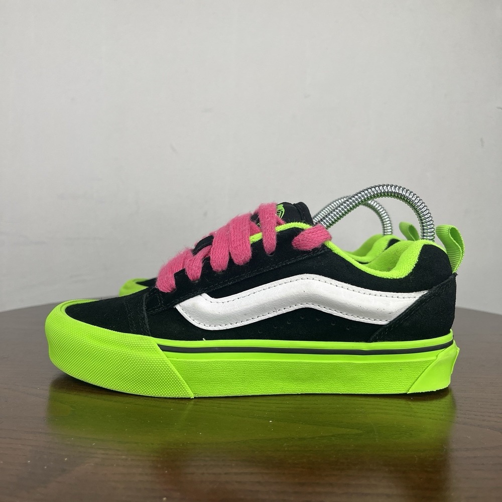Vans Knu Skool Shoes Women's 5 Black Green Suede Low Top Skate Sneaker Comfort